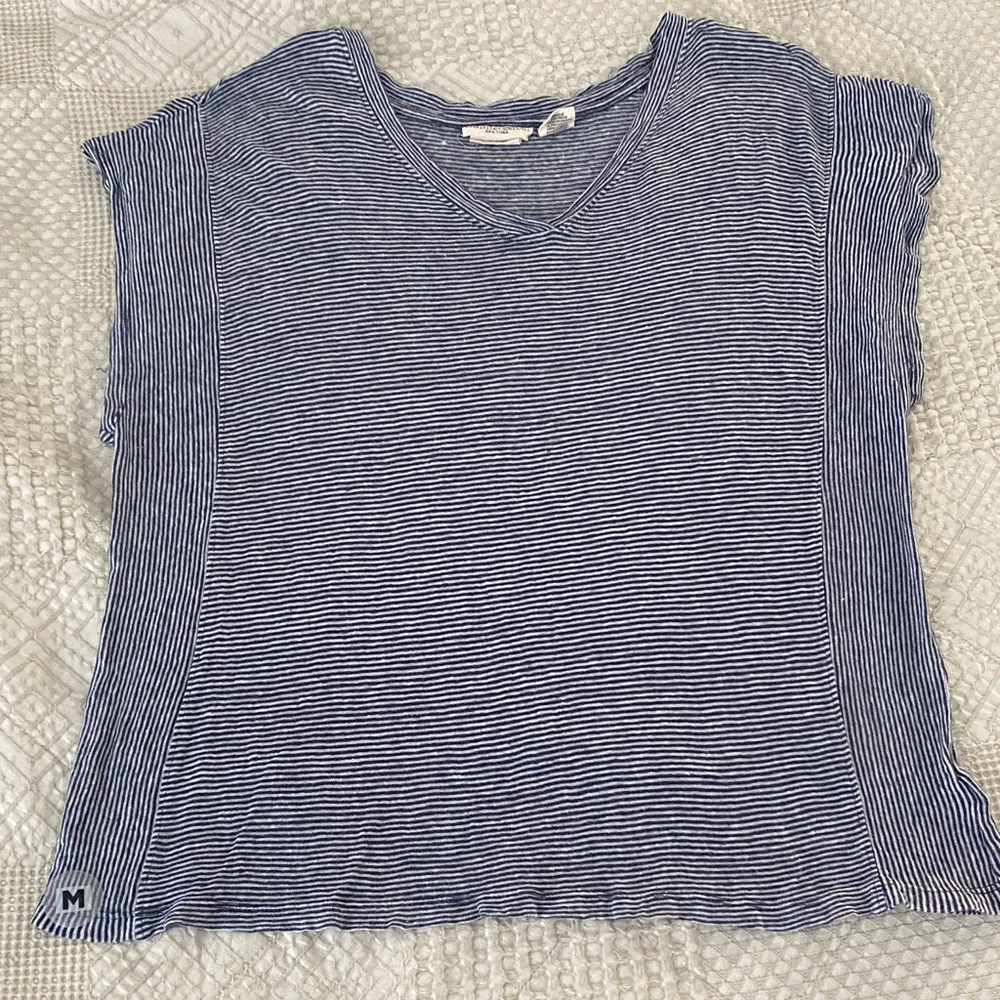 Christian Siriano Navy and White Striped Knit Top